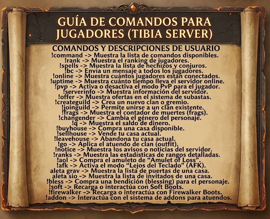 Guía de Comandos para Jugadores